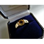Gold on Silver 1.3 Ct Citrine Solitaire Ring New with Gift Box