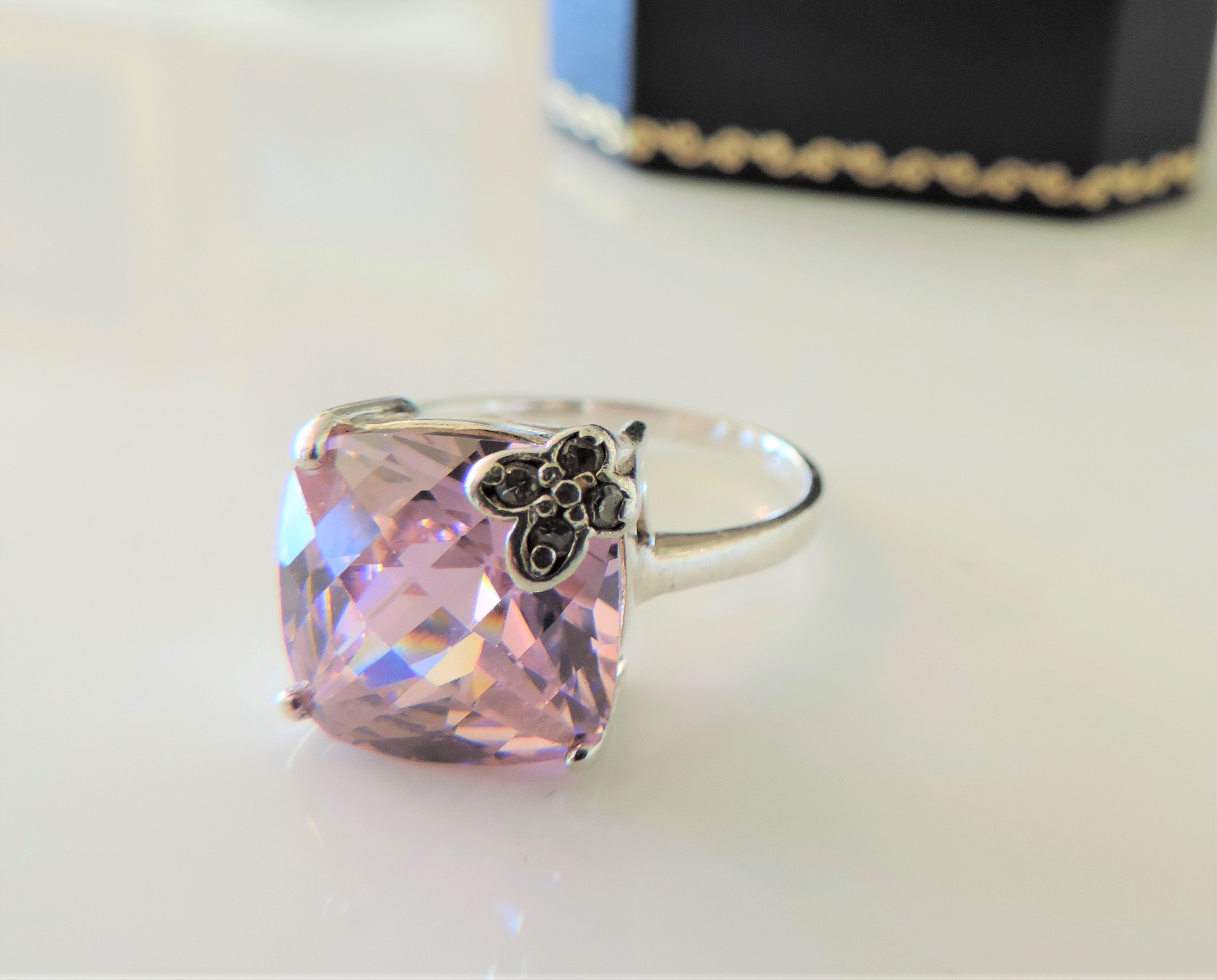 Sterling Silver 8ct Pink Zircon Ring New with Gift Pouch - Image 2 of 4