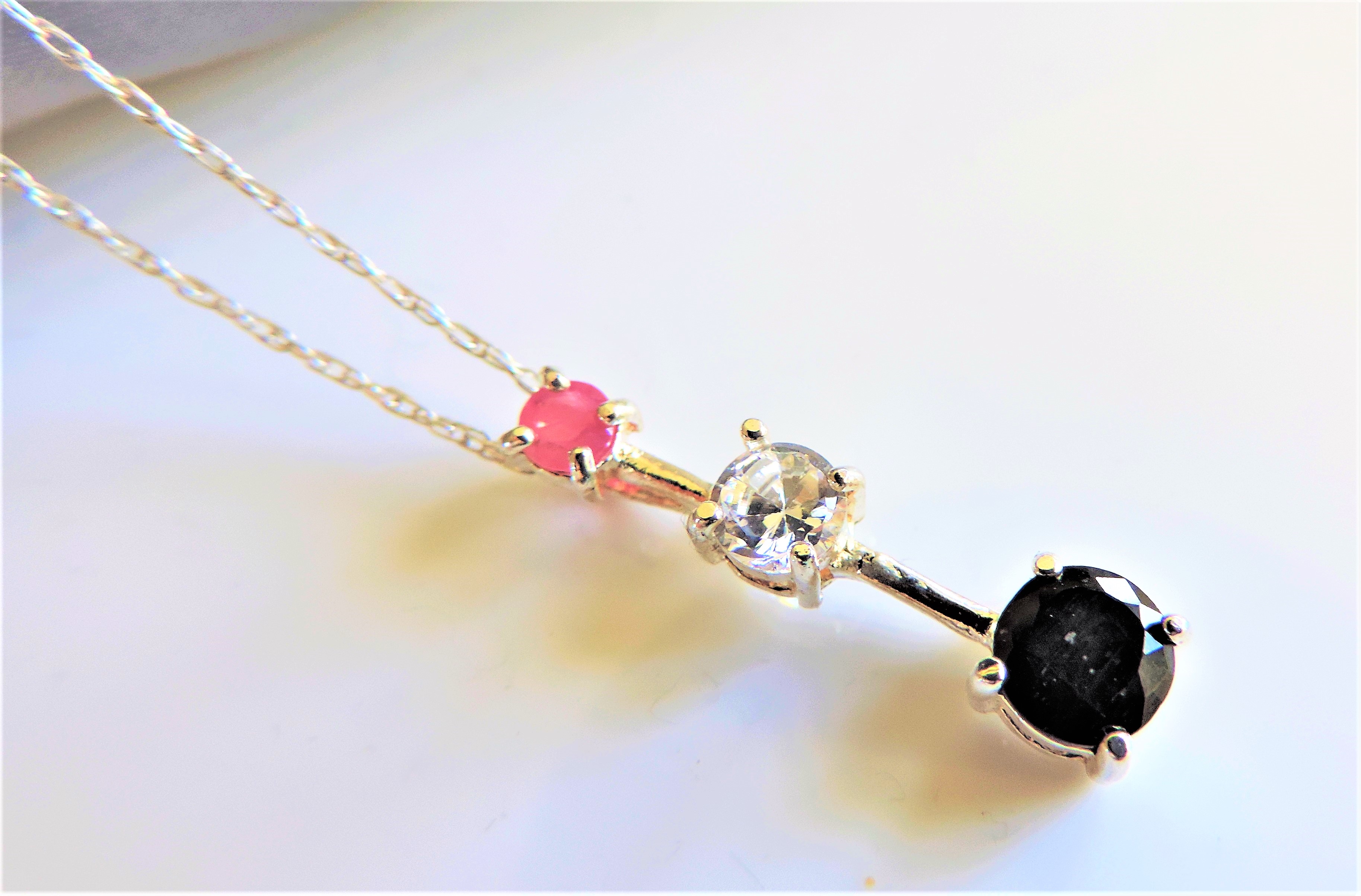 Sterling Silver Triple Gemstone Necklace - Image 2 of 2