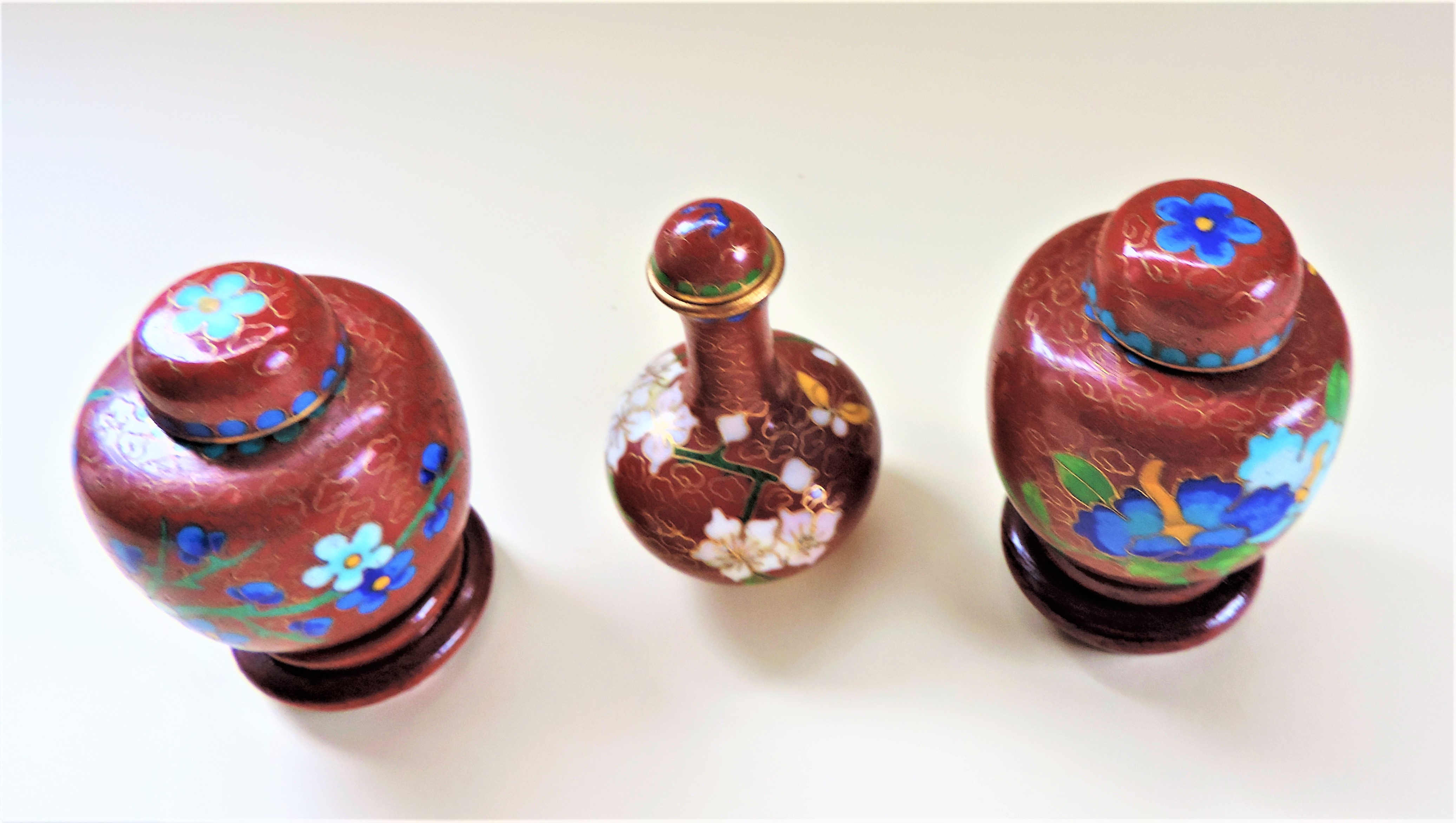 Vintage Cloisonne Miniature Trio - Image 3 of 4