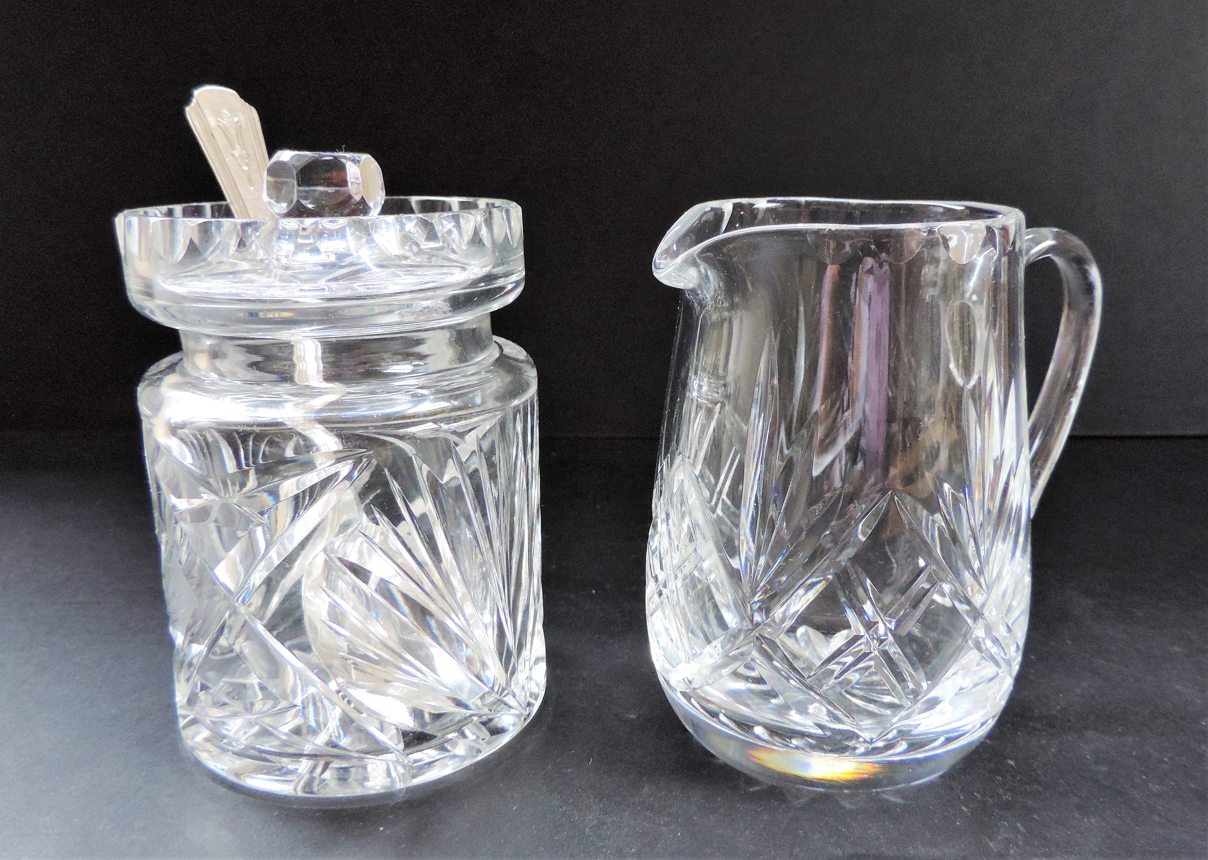 Royal Brierley Crystal Creamer and Preserve Pot