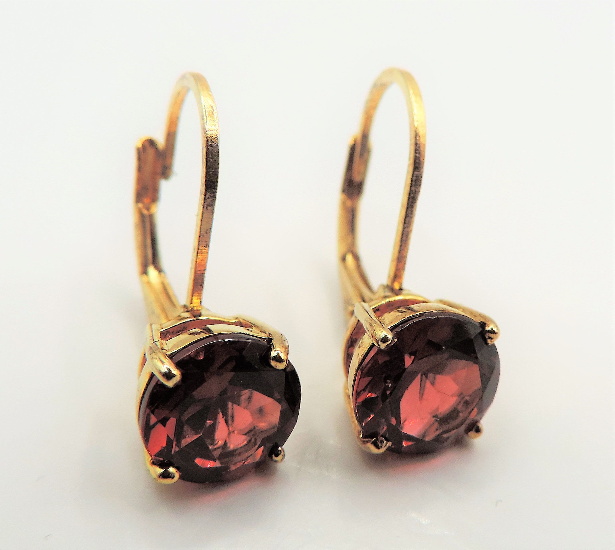 Gold on Silver 5 carat Garnet Earrings New with Gift Pouch