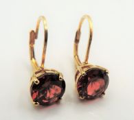Gold on Silver 5 carat Garnet Earrings New with Gift Pouch