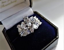 Sterling Silver 8Ct Matara Diamond Cluster Ring New with Gift Box