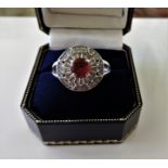 Vintage Platinum Silver Ruby & Sapphire Ring with Gift Box