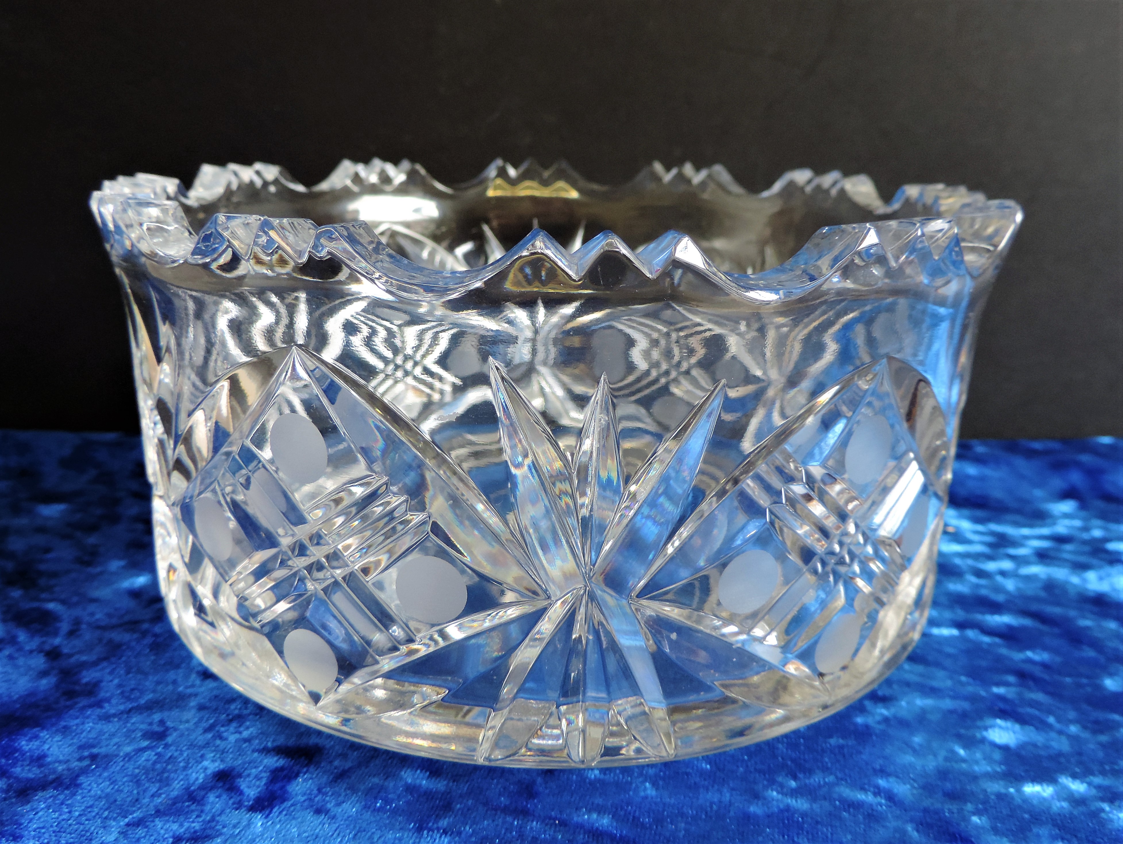 Vintage Etched and Cut Crystal Bowl