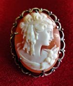 Antique Silver Cameo Brooch