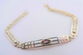 Sterling Silver & Amethyst Rennie Mackintosh Style Bracelet
