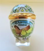 Vintage Halcyon Days Hinged Egg Trinket Box Easter 1982 Chickens/Chicks