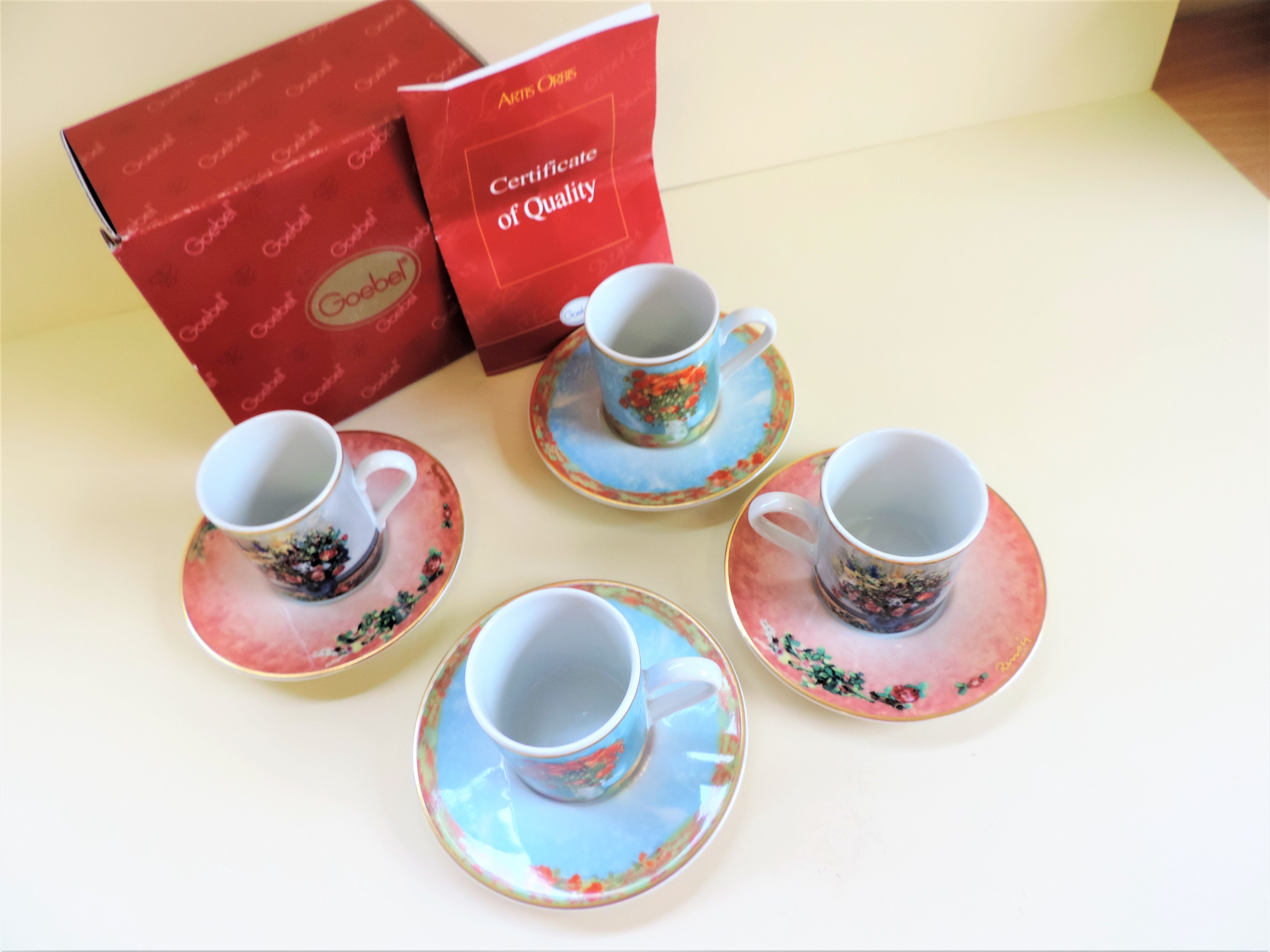 Goebel Artis 'Renoir' Hand Painted Demitasse Cup & Saucer Set of 4 New Boxed - Image 2 of 3