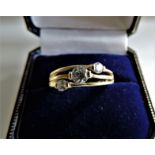 Gold on Sterling Silver CZ Gemstone Ring New with Gift Pouch