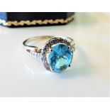 Sterling Silver 3.5 ct Topaz Ring New with Gift Box