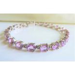 Sterling Silver 17Ct Amethyst Tennis Bracelet New with Gift Box