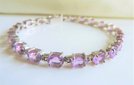 Sterling Silver 17Ct Amethyst Tennis Bracelet New with Gift Box