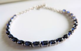 Sterling Silver 8Ct Sapphire Tennis Bracelet New with Gift Box