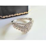 Sterling Silver Matara Diamond Wishbone Ring New with Gift Box