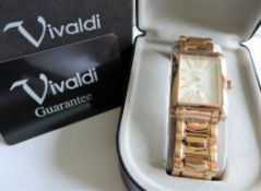 Gents Vivaldi Gold Plated Tank Watch New Boxed