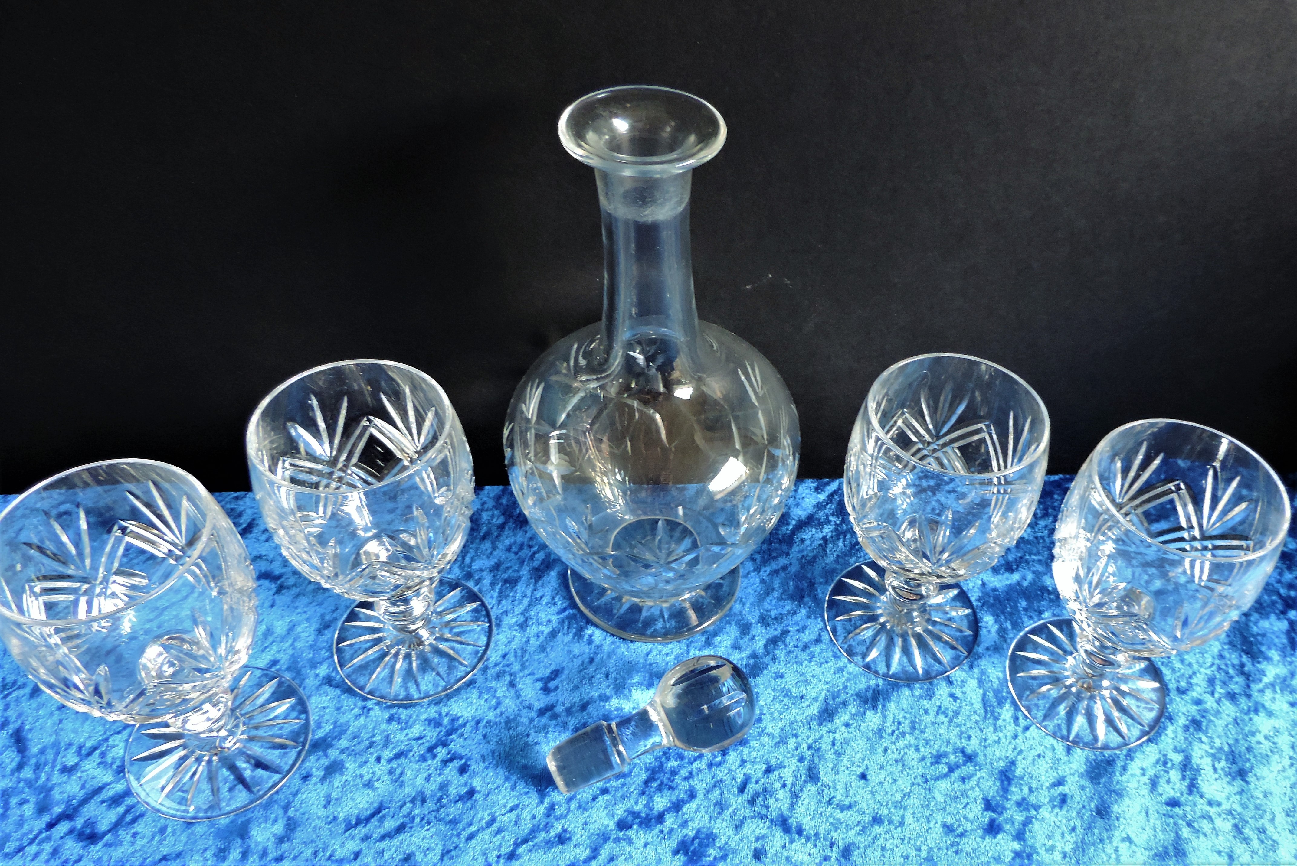 Crystal Decanter and Wine Glasses - Image 2 of 5