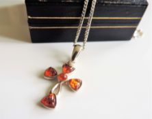 Sterling Silver Baltic Amber Pendant Necklace 8.5 grams