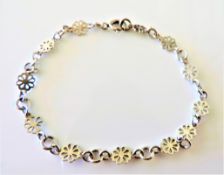 Vintage Sterling Silver Daisy Chain Bracelet with Gift Pouch