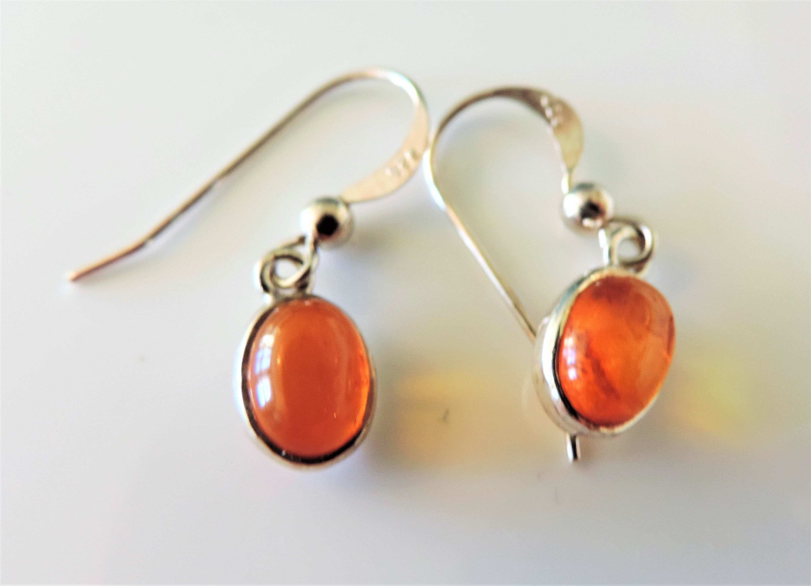 Sterling Silver Amber Drop Earrings with Gift Pouch - Image 2 of 3