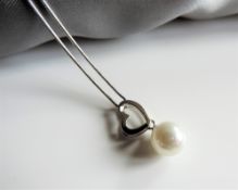 Sterling Silver Heart Pearl Pendant Necklace