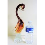 Large Murano Sommerso Art Glass Duck Sculpture 33cm Tall