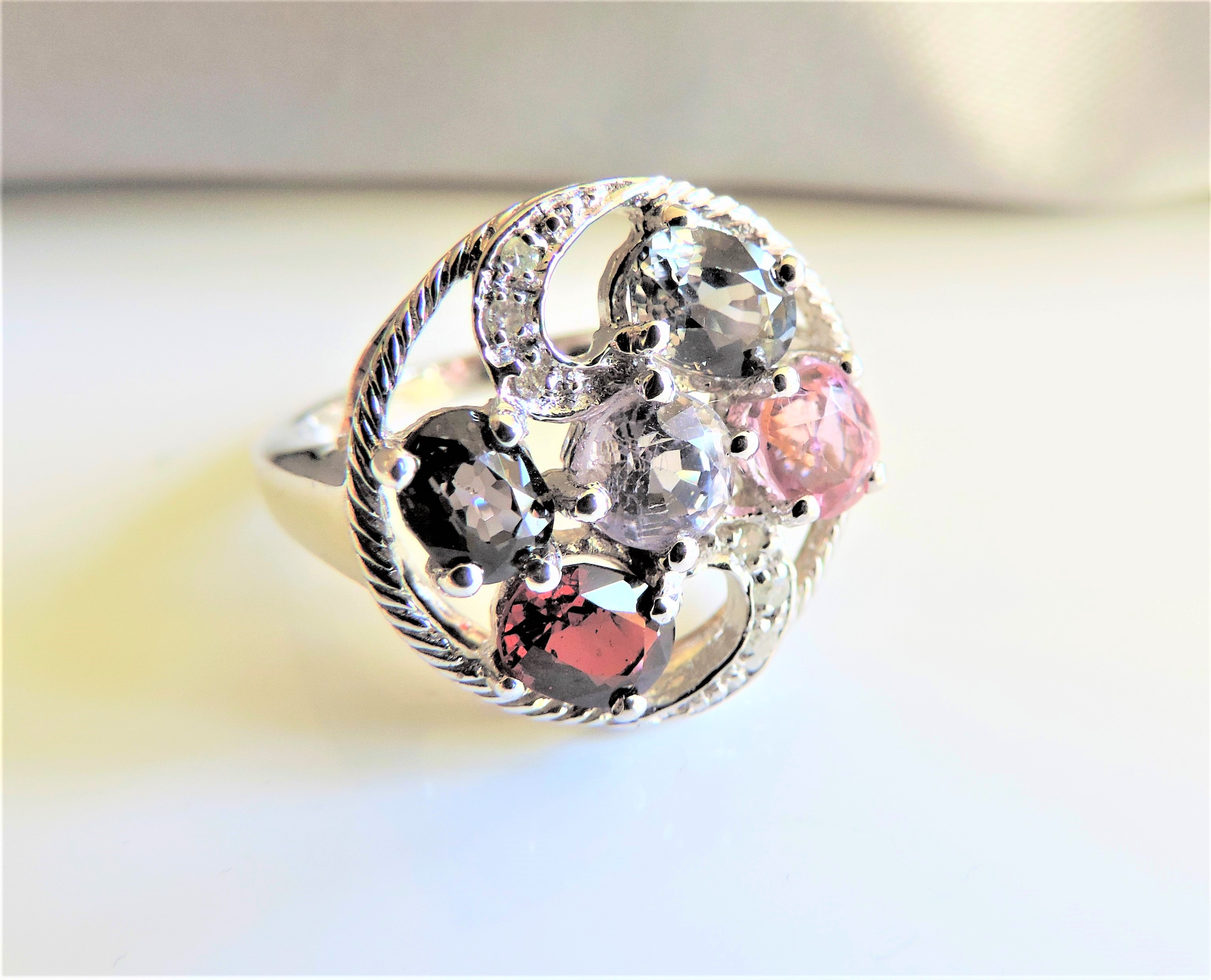 Sterling Silver Multi Colour Topaz Ring New in Gift Box