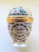 Vintage Halcyon Days Hinged Egg Trinket Box Easter 1979