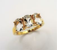 Gold on Silver 3ct White Sapphire Ring New with Gift Box