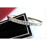 Sterling Silver Channel Set Gemstone Bangle New with a Gift Box