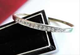 Sterling Silver Channel Set Gemstone Bangle New with a Gift Box