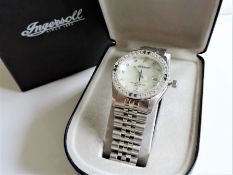 Gents Ingersoll Gems Stainless Steel Watch Mother of Pearl Face New Unworn