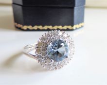 Sterling Silver Topaz Cluster Ring New with Gift Box