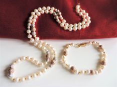 Cultured Pearl Necklace and Bracelet Set with Gift Box