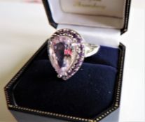 Sterling Silver 3.5 carat Amethyst Ring New with Gift Box