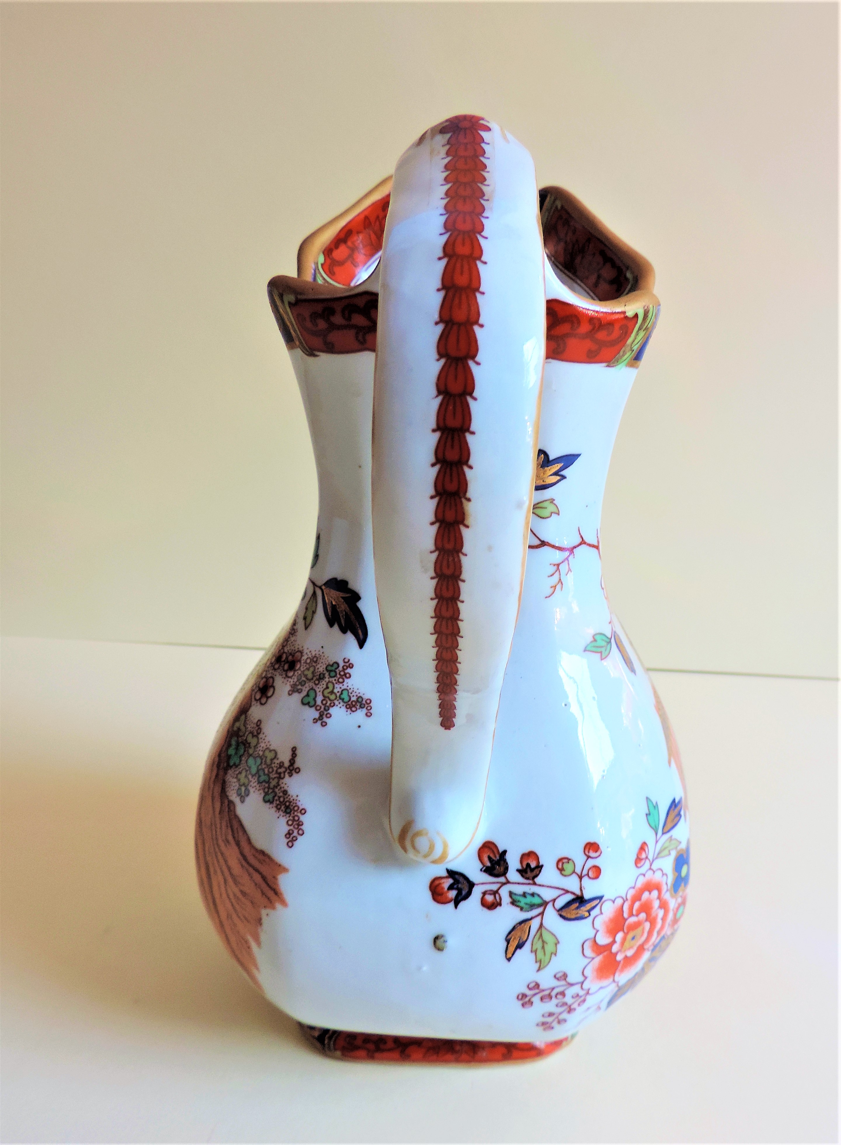 Antique Ironstone China Jug Hand Painted 23cm Tall - Image 4 of 7