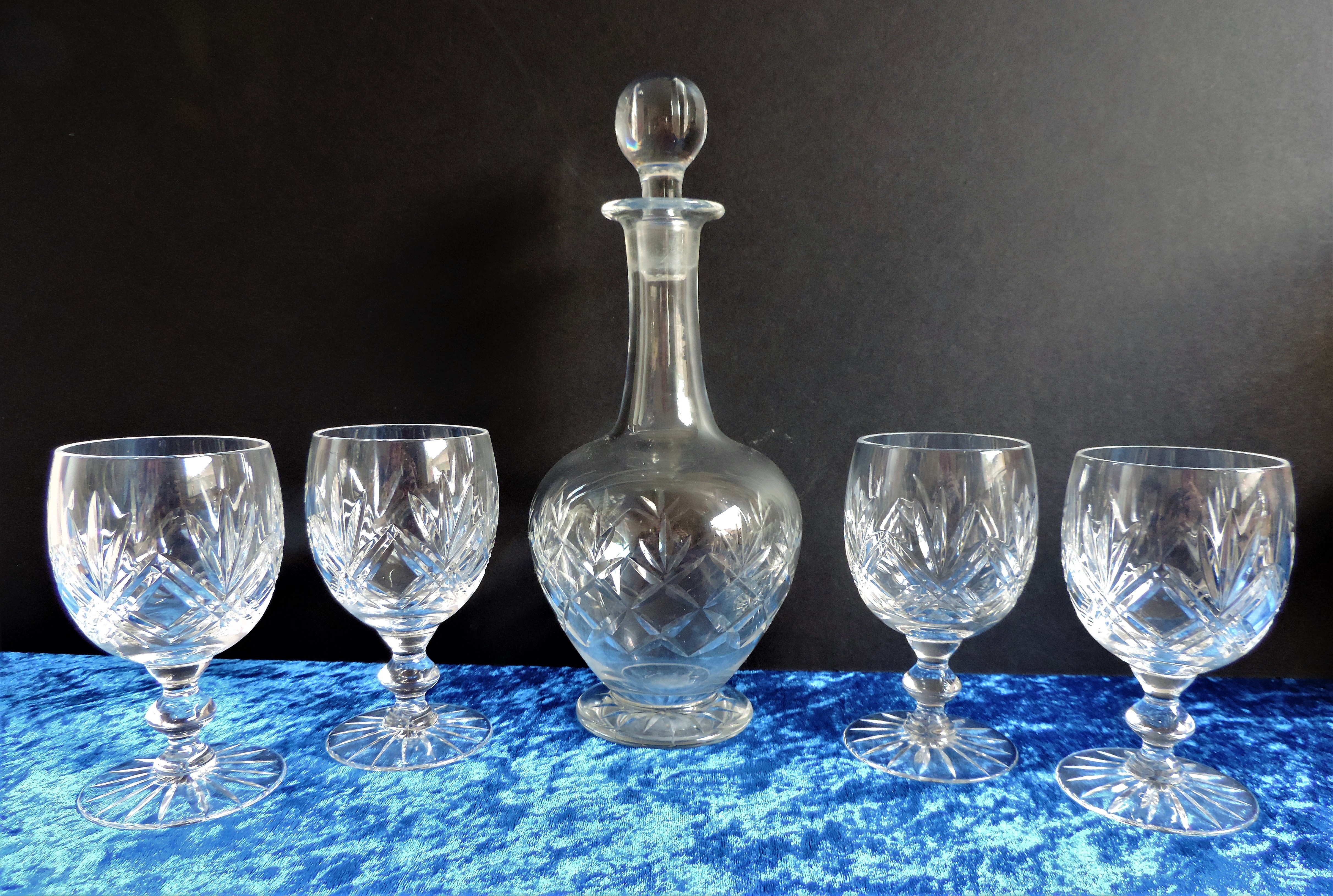 Crystal Decanter and Wine Glasses