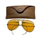 Vintage Bausch & Lomb Ray-Ban Gold Tone Aviator Style Sunglasses with Case