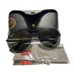 Pair of Ray-Ban Sunglasses Aviator Style Matte Black - RB3549 With Box and Case