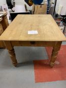 Victorian pine kitchen table, 1 drawer 28” height 3 x 4 ft top