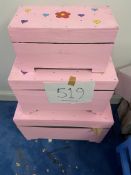 3 stacking storage boxes, pink
