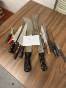 A collection of kitchen knives