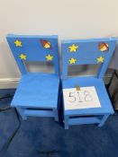 2 children’s wooden chairs blue