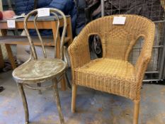 Wicker chair and another