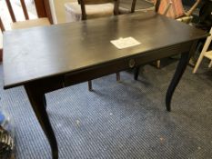 Ebonised, contemporary side table with drawer