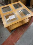 Glass coffee table a/f 18” ht x 32” square