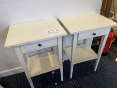 2 white painted bed side tables a/f