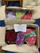 Quantity of knitted hats and scarves, 2 boxes
