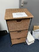 Rattan 3 drawer storage trolley